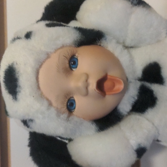 Vintage Porcelain Face Doll Dalmatian Puppy Plush - Picture 3 of 3